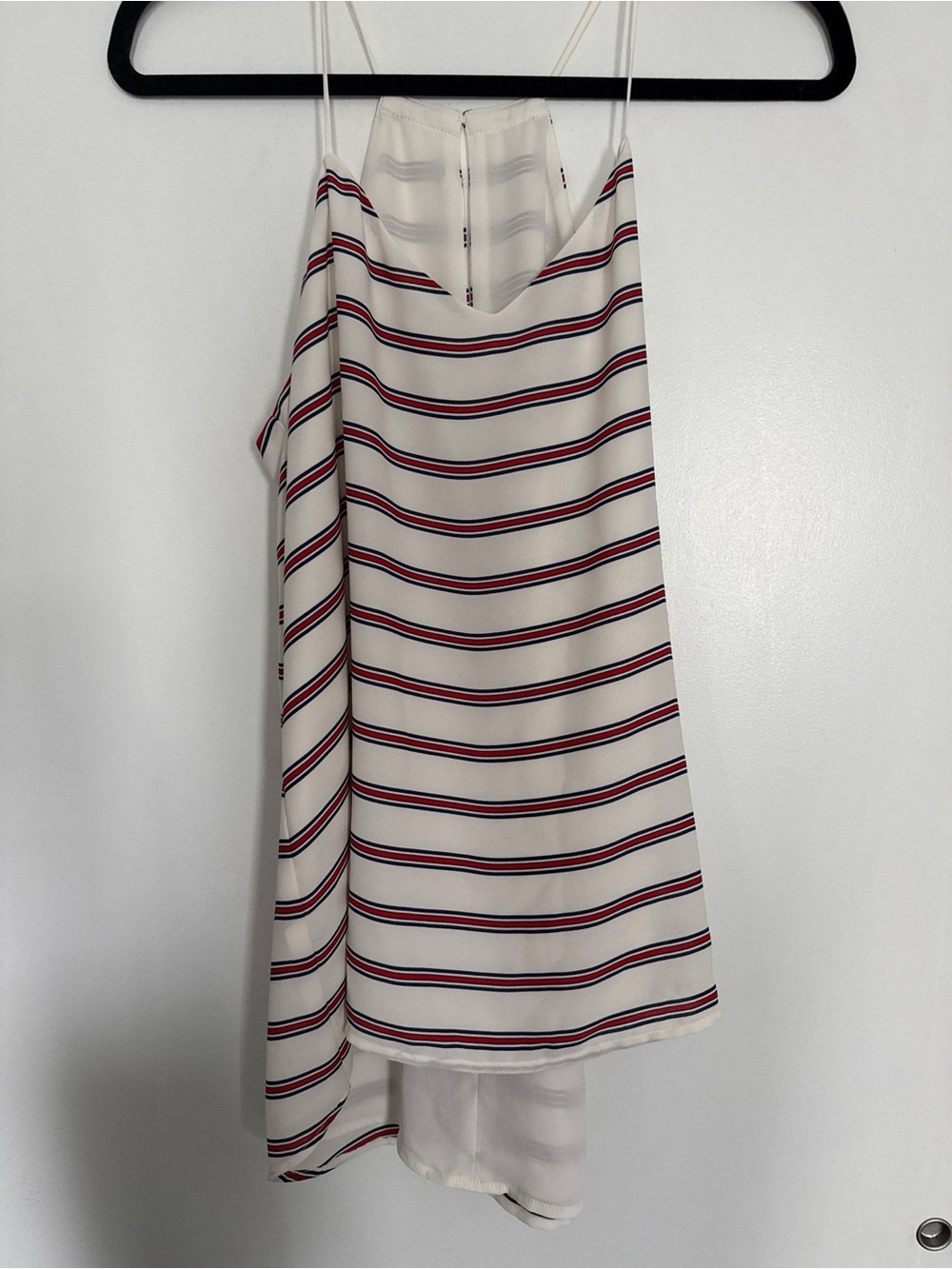 Striped Spaghetti Strap Cami Top in white, red & navy